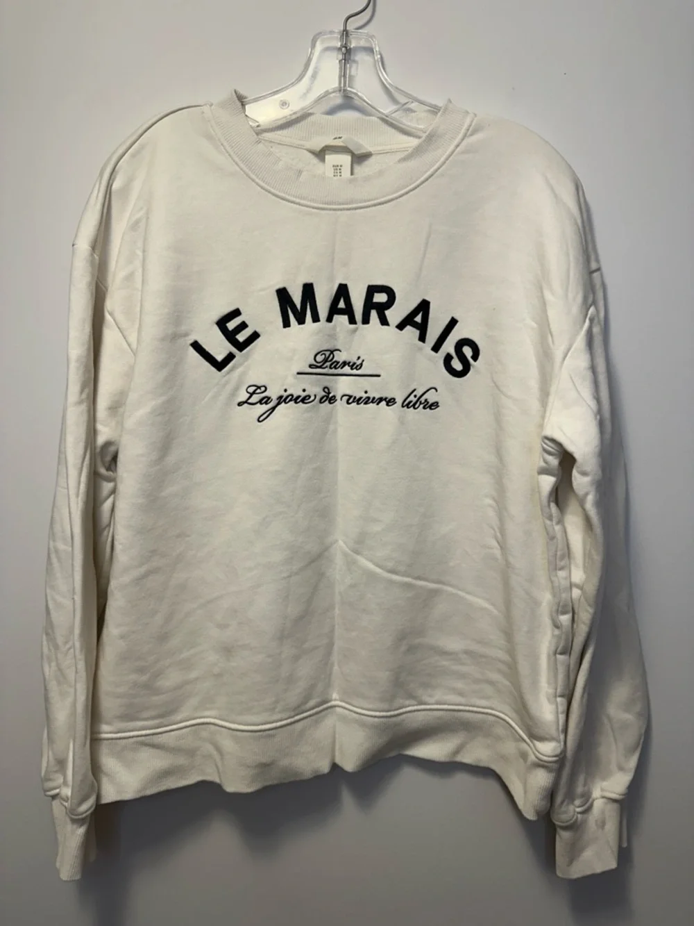 H&M Le Marais Paris Embroidered Oversized Crewneck Sweatshirt in Cream - Picture 6 of 10